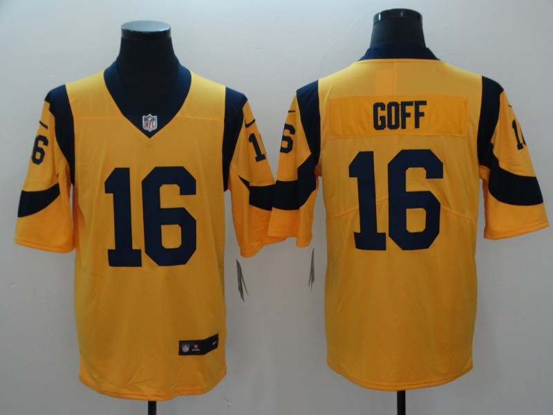 Men's Los Angeles Rams Jared Goff #16 Yellow Jersey